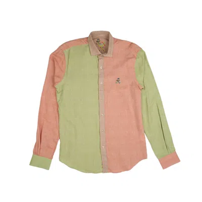 Eight X Men's Frog Color Block Button Down Shirt - Summer Fields In Green