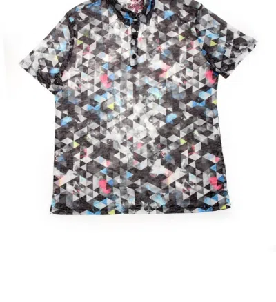 Eight X Men's Geo Print Polo Shirt In Grey In Multi