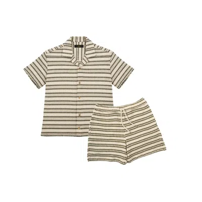Eight X Men's Green Olive Dune Short Sleeve Shirt + Shorts Matching Set In Multi