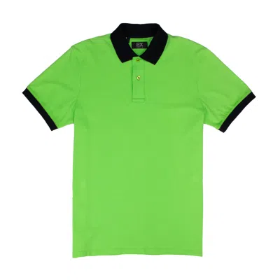 Eight X Men's Green Polo With Double Sided Navy & Fuchsia Paisley Print Collar