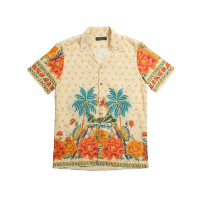 Eight X Men's Green / Yellow / Orange Havana Button Up Short Sleeve