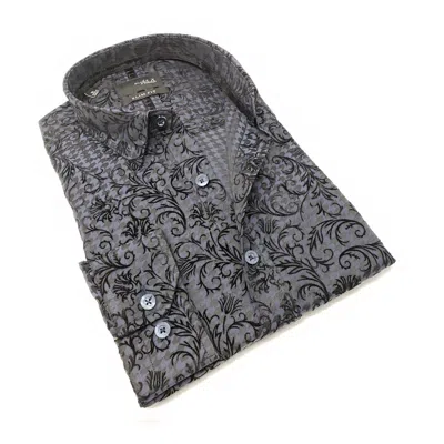 Eight X Men's Hounds Tooth Button Down Shirt With Flocking In Navy In Blue