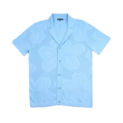 Eight X Men's Lily Jacquard Knit Short Sleeve Shirt - Light Blue