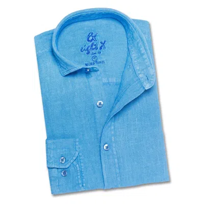 Eight X Men's Linen Button Down Shirt - Cerulean Blue
