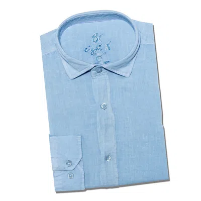 Eight X Men's Linen Button Down Shirt - Light Blue