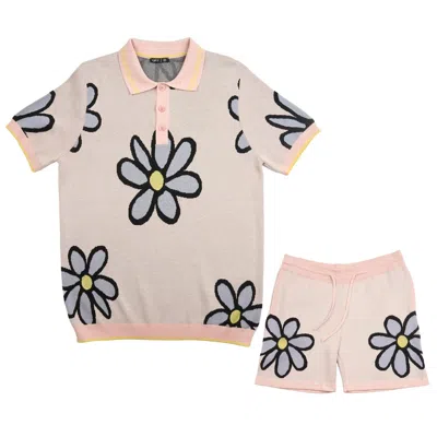 Eight X Men's Mod Bloom Knit Short Sleeve & Short Set - Pink