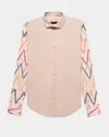 Eight X Men's Neutrals Arms Race Button Down Shirt In Pink
