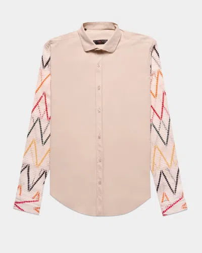 Eight X Men's Neutrals Arms Race Button Down Shirt In Pink