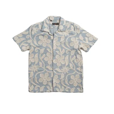 Eight X Men's Neutrals / Blue Oleander Artisan Short Sleeve Button Up Shirt