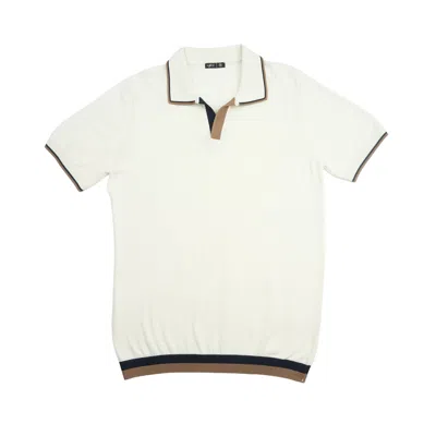 Eight X Men's Neutrals Heritage Knit Short Sleeve Polo In Blue/brown/white