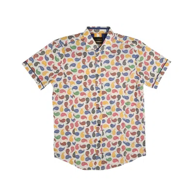 Eight X Men's Neutrals Mod Paisley Short Sleeve Shirt In White