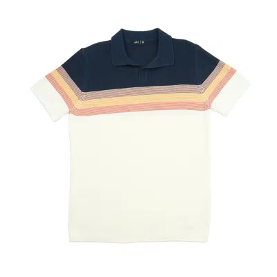 Eight X Men's Neutrals Retro Short Sleeve Knit Polo In Blue/brown/orange/white/yellow