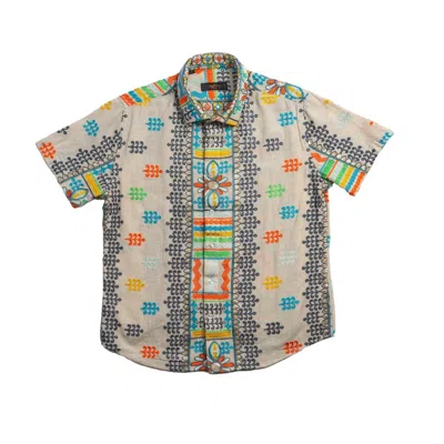 Eight X Men's Neutrals Solari Artisan Short Sleeve Button Up Shirt In Multi