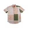 Eight X Men's Orange / Green Echo Mixed Print Short Sleeve Button Up Shirt In Pattern