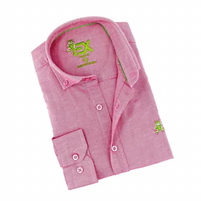 Eight X Men's Oxford Frog Button Down Shirt In Red In Pink