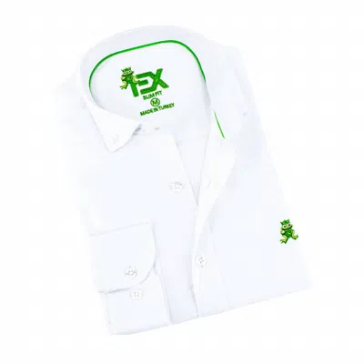 Eight X Men's Oxford Frog Button Down Shirt In White