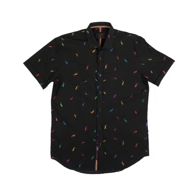 Eight X Men's Parrot Punch Foil Short Sleeve Shirt - Black
