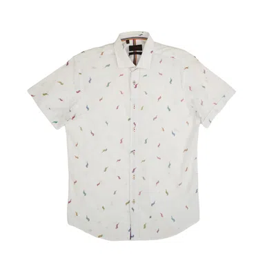 Eight X Men's Parrot Punch Foil Short Sleeve Shirt - White