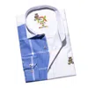 Eight X Men's Part Plaid Frog Oxford Button Down Shirt - Blue In Blue