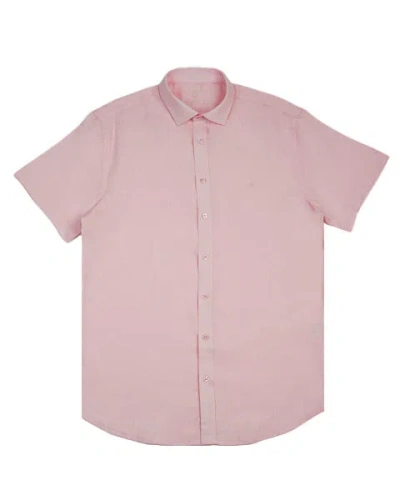 Eight X Men's Pink / Purple 100% Linen Button Short Sleeve Button Down Shirt - Pink In Pink/purple
