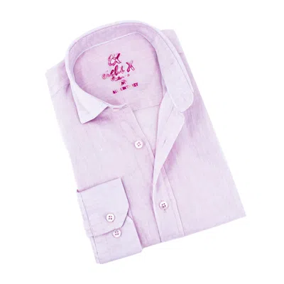 Eight X Men's Pink / Purple Linen Button Down Shirt - Rosé