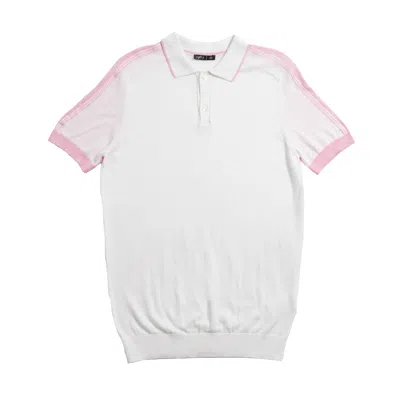 Eight X Men's Pink / Purple / White Knit Polo With Shoulder Design - White Pink