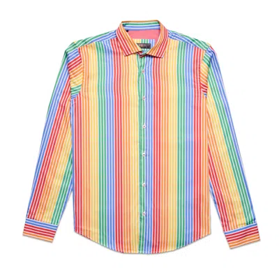 Eight X Men's Rainbow Striped Button Down Shirt In Multi