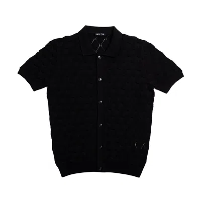 Eight X Men's Spire Crochet Short Sleeve Button Up Shirt - Black