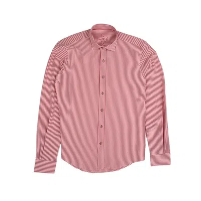 Eight X Men's Striped Seersucker Button Down Shirt - Red In Pink