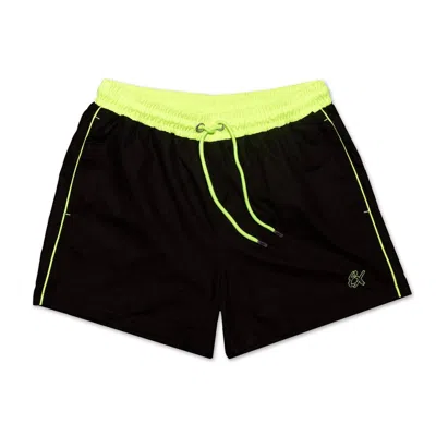 Eight X Men's Swim Trunks With Trim In Black/ Neon