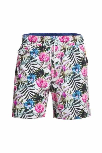 Eight X Men's Tropical Flora Print Swim Trunks In Multi