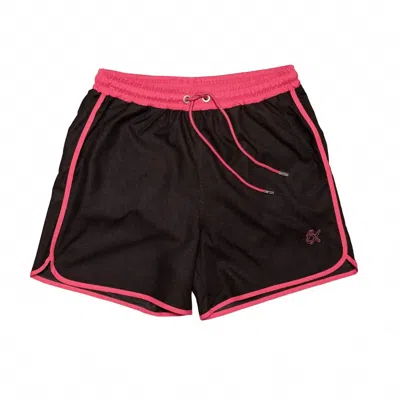 Eight X Men's Vintage Cut Swim Trunks With Trim In Black/ Magenta