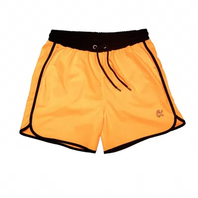Eight X Men's Vintage Cut Swim Trunks With Trim In Orange/ Black