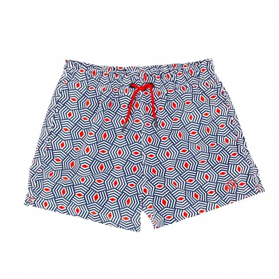 Eight X Men's Weave It Be Swim Trunks In Multi In Blue