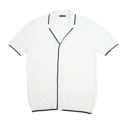 Eight X Men's White Botanical Jacquard Knit Short Sleeve Shirt