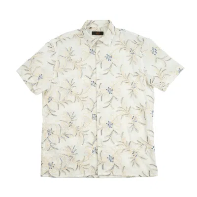 Eight X Men's White Canvas Artisan Short Sleeve Button Up Shirt In Animal Print