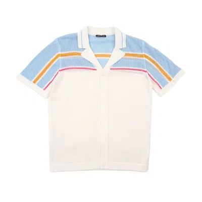 Eight X Men's White Catalina Crochet Button Up Shirt