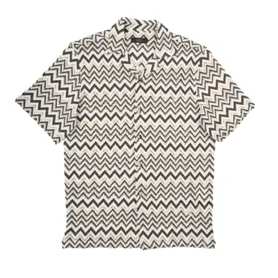 Eight X Men's White Motion Crochet Relaxed Fit Short Sleeve Shirt In Multi