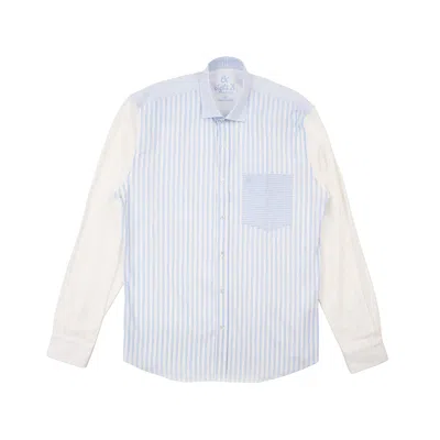 Eight X Men's White Multiplicity Long Sleeve Button Up Shirt In Blue