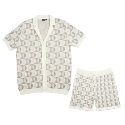 Eight X Men's White Orbit Knit Short Sleeve & Short Set