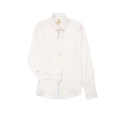 Eight X Men's White Signal  Long Sleeve Button Down Shirt