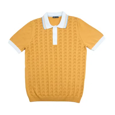 Eight X Men's Yellow Direction Short Sleeve Knit Polo - Mustard