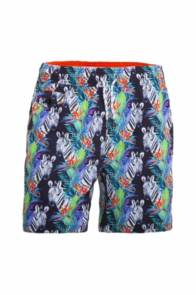 Eight X Men's Zebra Print Swim Trunks In Multi