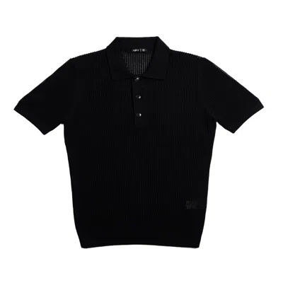 Eight X Men's Zephyr Short Sleeve Button Up Crochet Shirt - Black