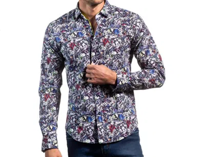 Eight X Minute Montage Button Down Shirt In Navy In Multi
