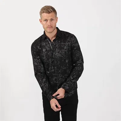 Eight X Modern Digital Print Floral Button Down Shirt In Black