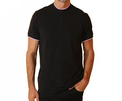 Eight X Modern Henley Polo In Black