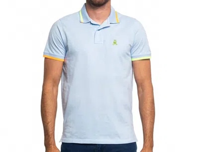 Eight X Monaco Frog Slim Fit Polo In Light Blue