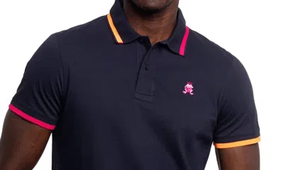 Eight X Monaco Frog Slim Fit Polo In Navy In Blue
