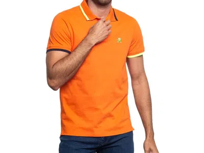 Eight X Monaco Frog Slim Fit Polo In Orange